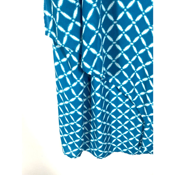 Worthington 3X Tunic Top Tank Blue White Layered Chiffon Coastal Beachy Preppy - Picture 4 of 9